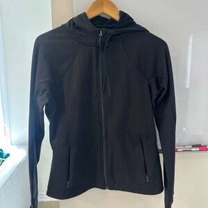 Athleta Black Hooded Fleece Zip Jacket